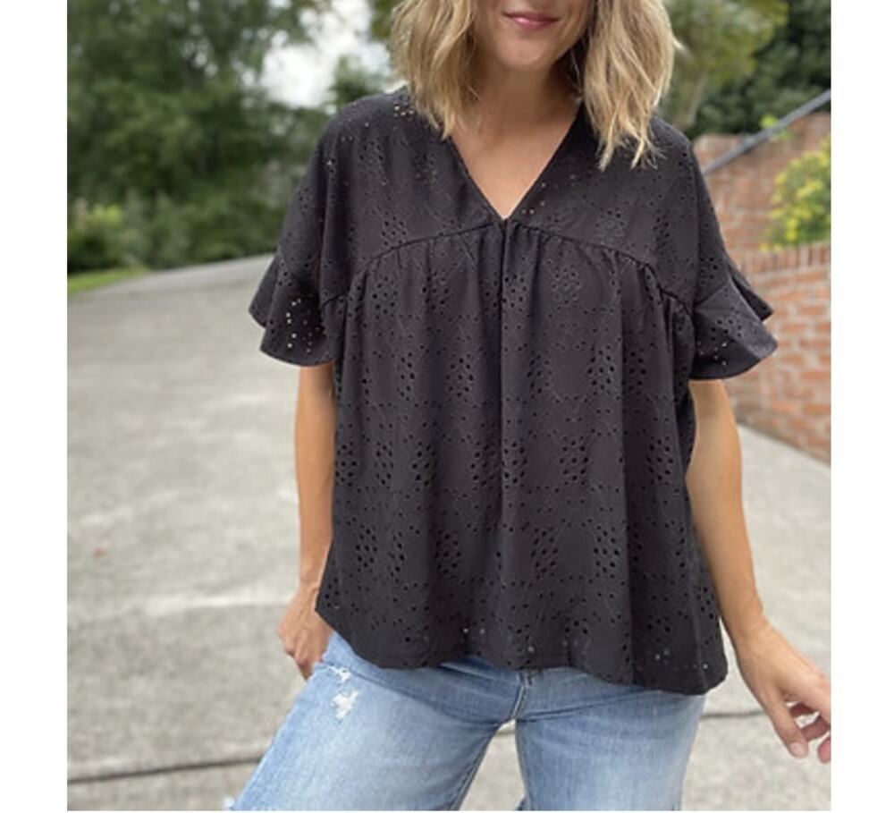 Black Eyelet Blouse